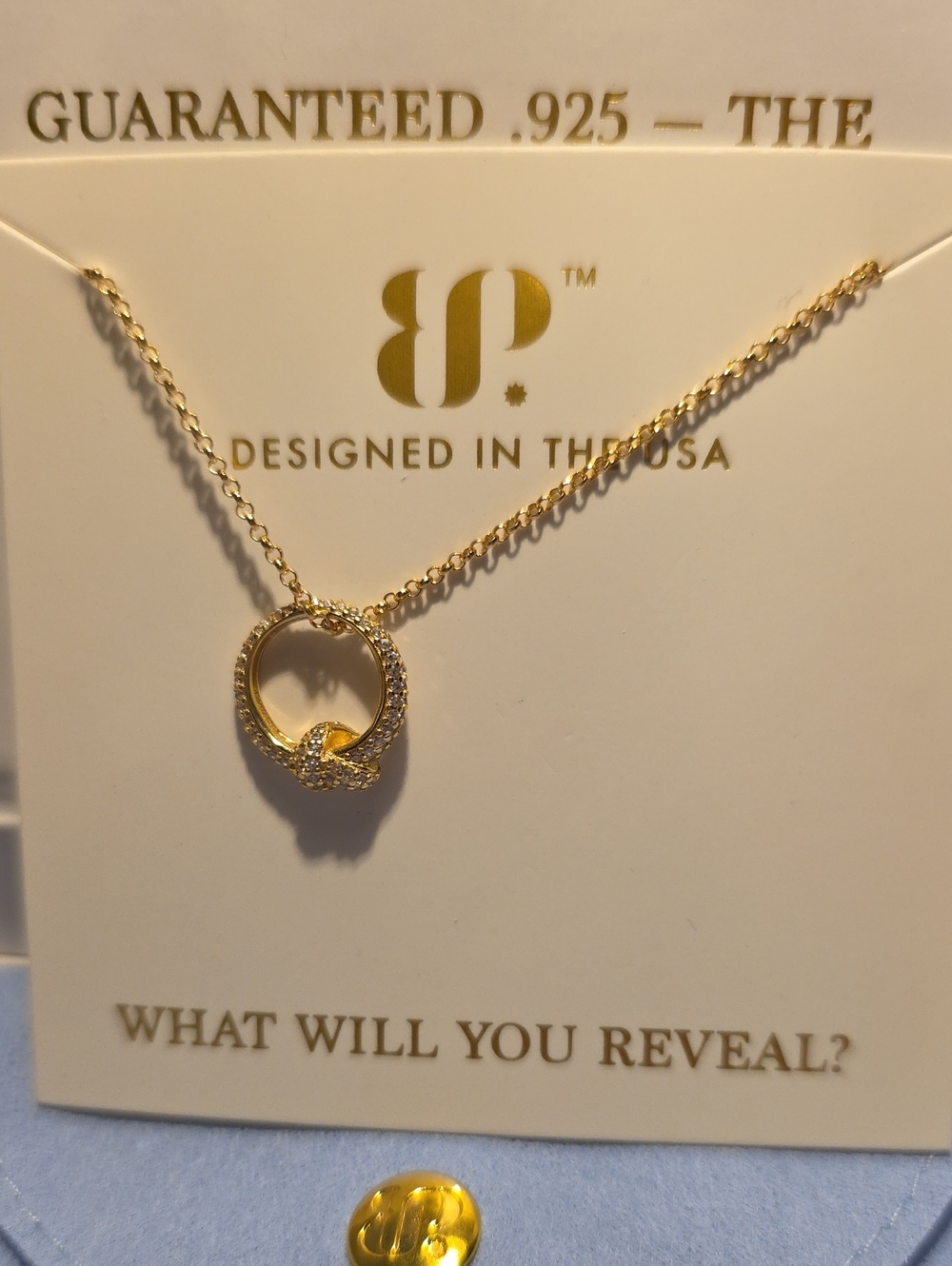 BP Vermeil Gold-Tone Pavé Circle Knot Pendant Necklace